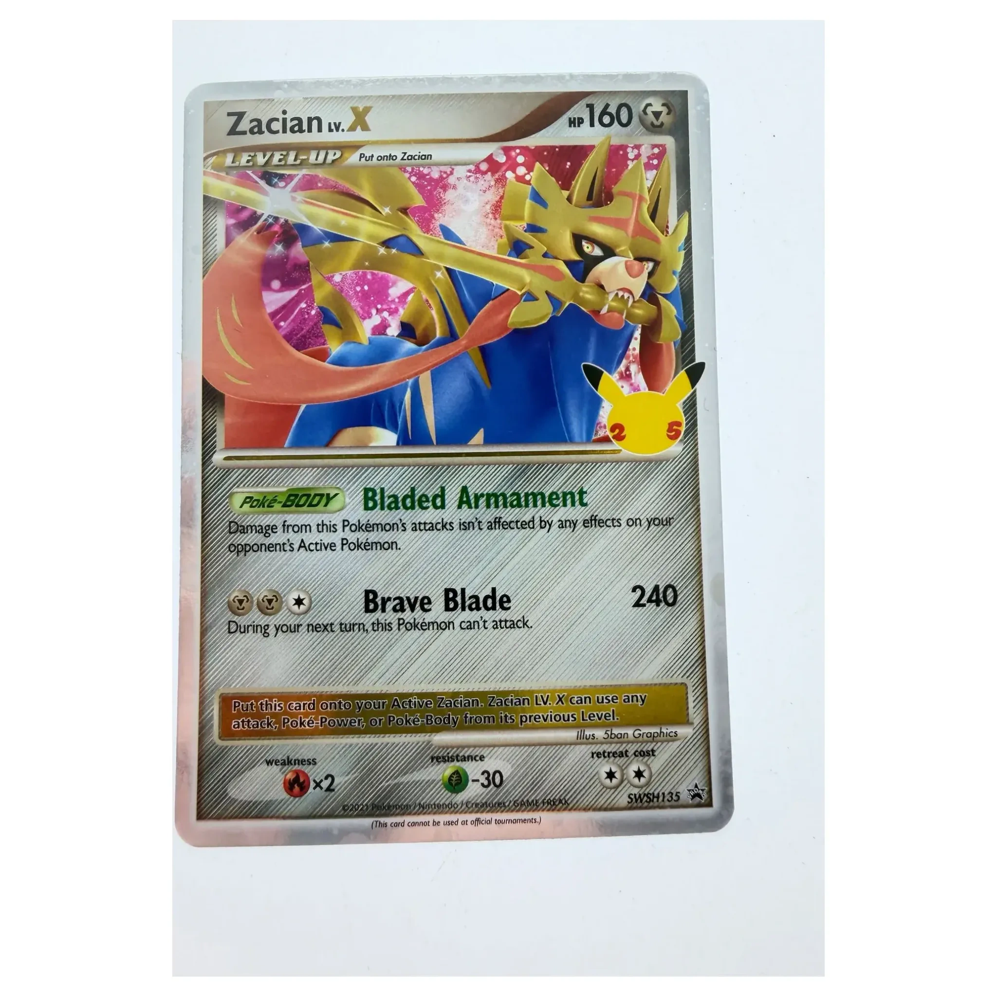 Pokemon Zacian LV.X — SWSH135 (Celebrations) (Pokemon Kaarten) — Losse kaart, Near Mint staat — origineel tweedehands kopen bij Gameshop Enter